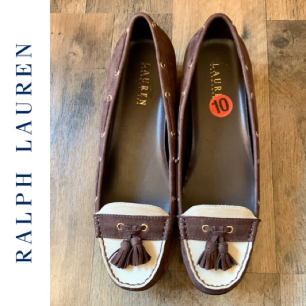 Ralph Lauren Gael Suede Tasseled Wedge Loafer